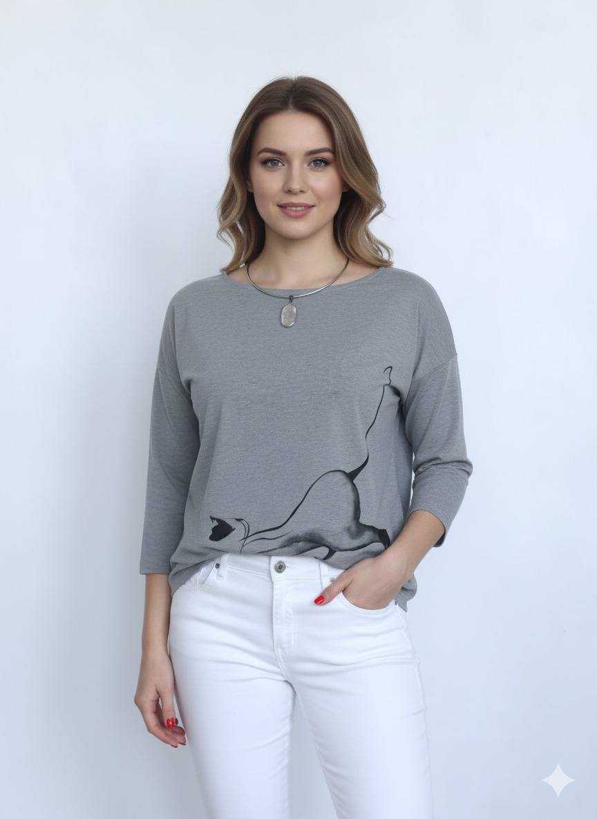 Bluzka szara Spacerujący Kot