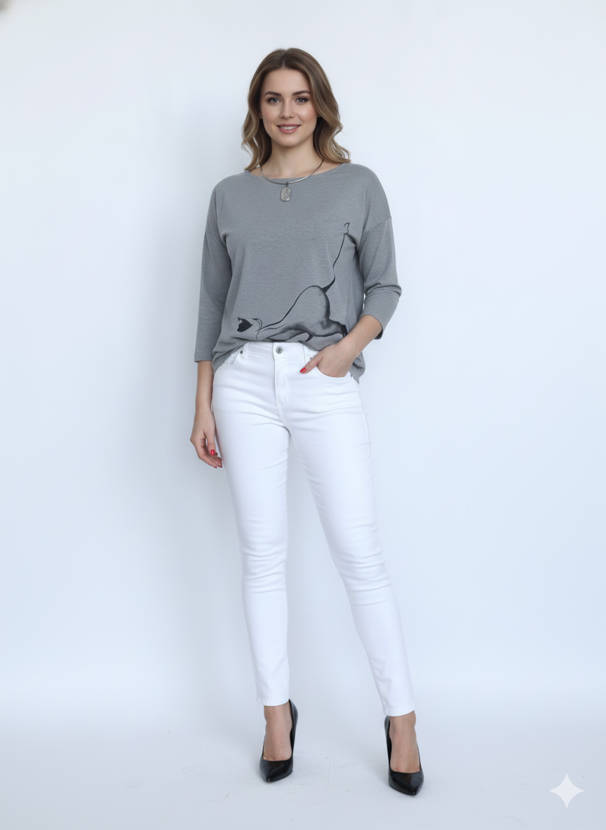 Bluzka szara Spacerujący Kot - obrazek 3